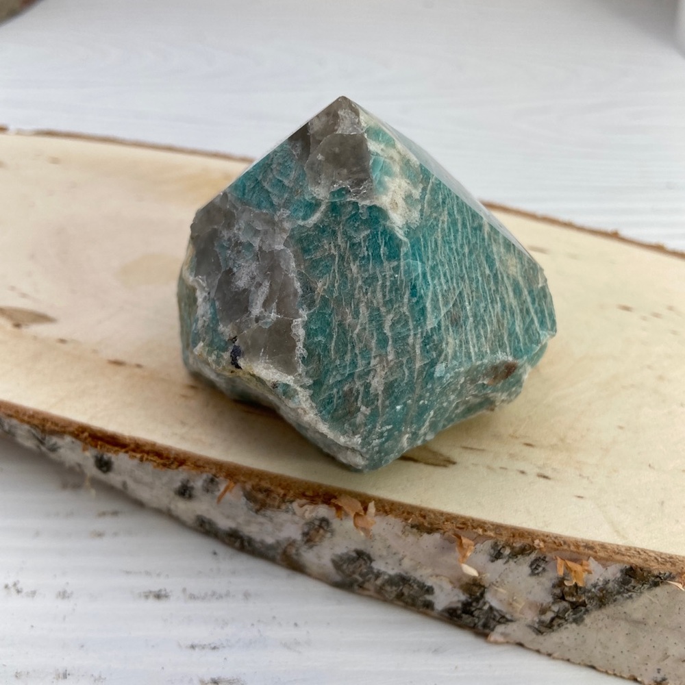 Amazonite Generator Point, Rough and Polished - Picture 5 of 10